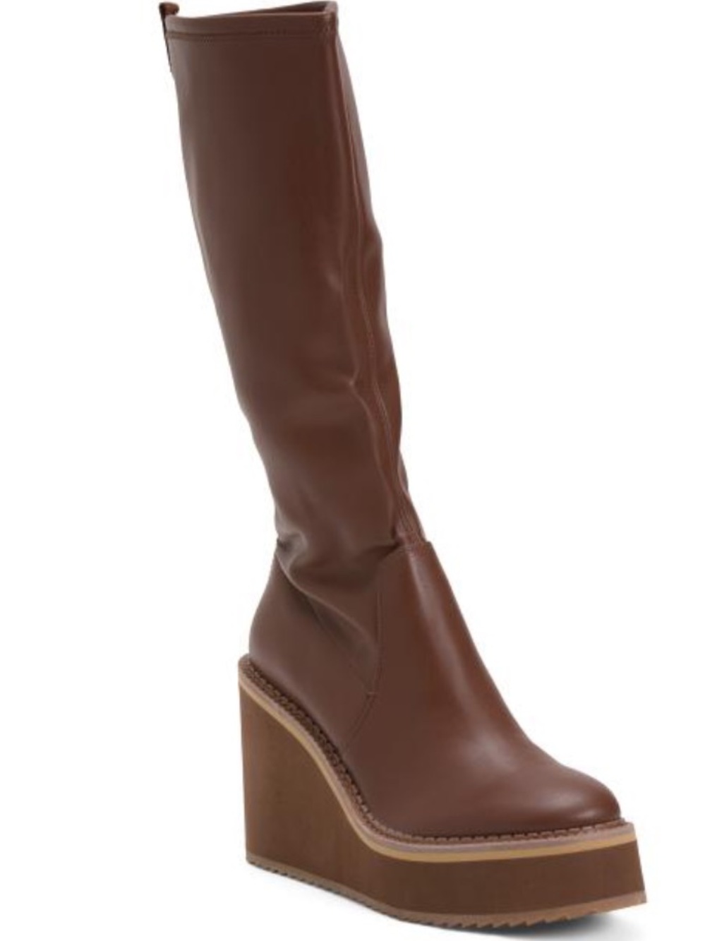 Naked Feet Cocoa Platform Wedge Knee-High Boot